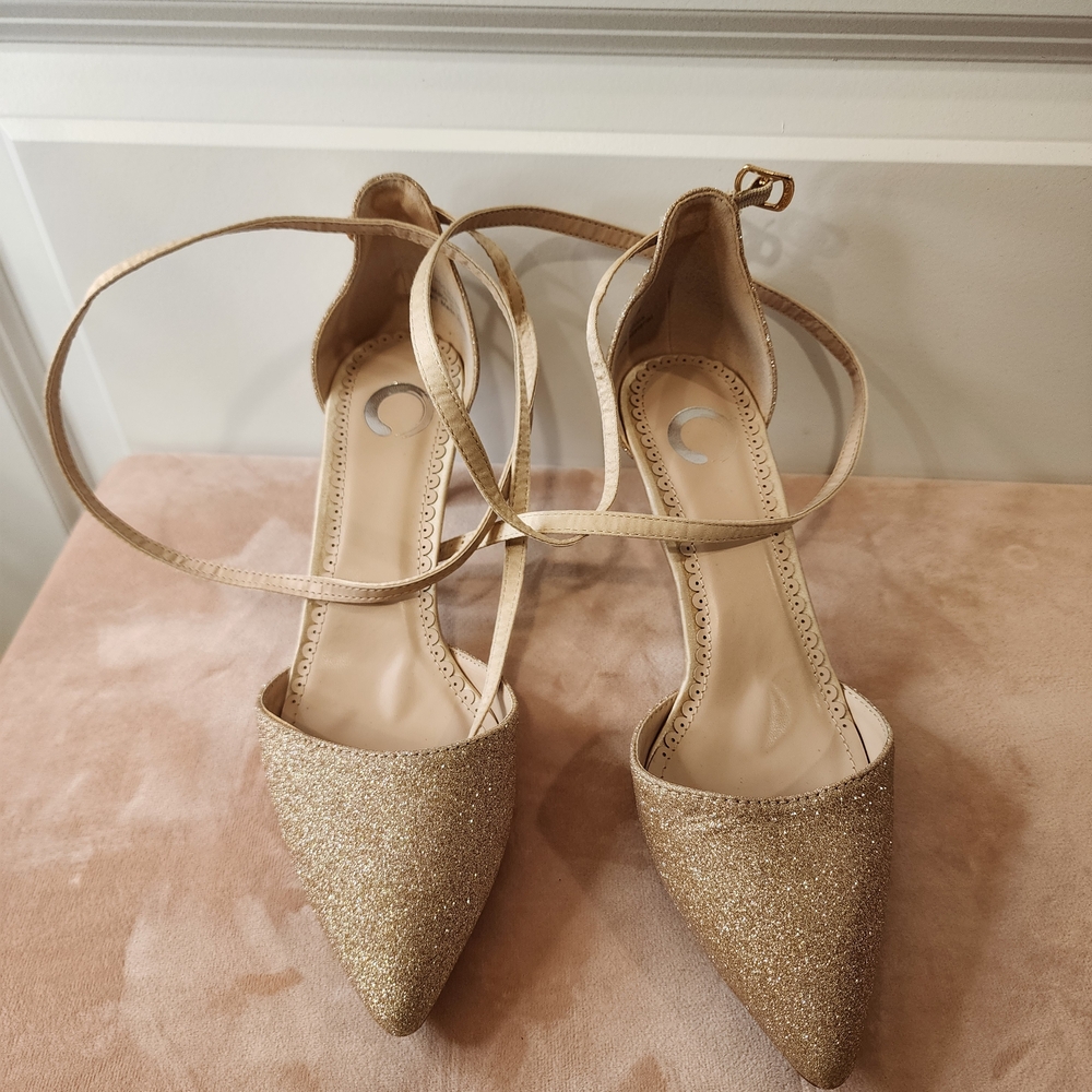 Elegant Gold Glitter Women's Heels